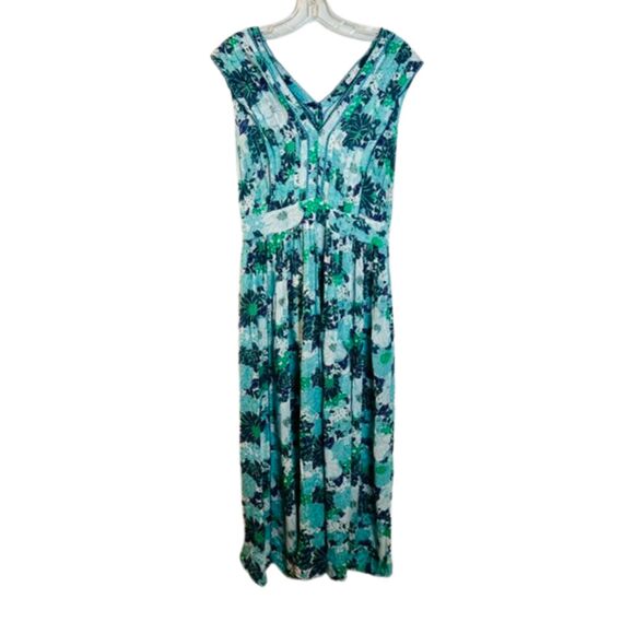 Poupette St. Barth Dresses & Skirts - Poupette St Barth Blue Green Floral Maxi Dress Sleeveless V-Neck Size Small